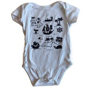 🏴‍☠️ $3 Add On | Baby Short Sleeve Bodysuit 6M Carter's Pirate Theme White